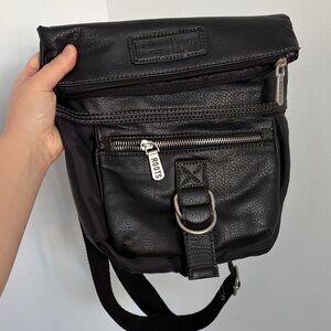 Roots Black Pebbled Leather Belt Bag